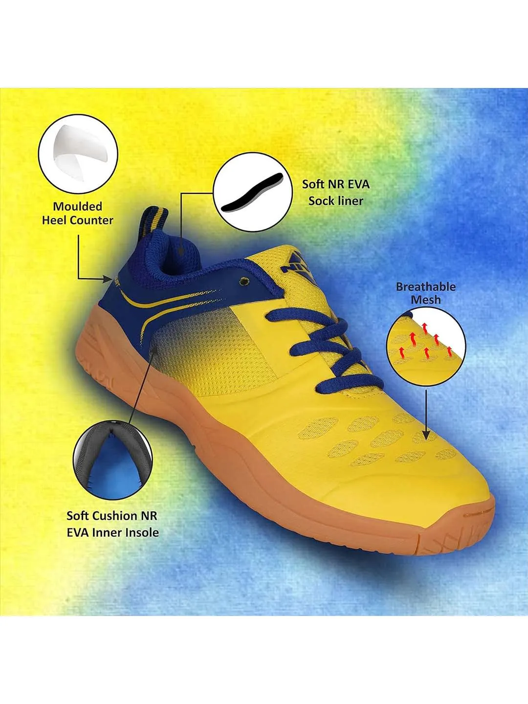 Nivia HY-Court Kids 2.0 Badminton Shoe, Yellow