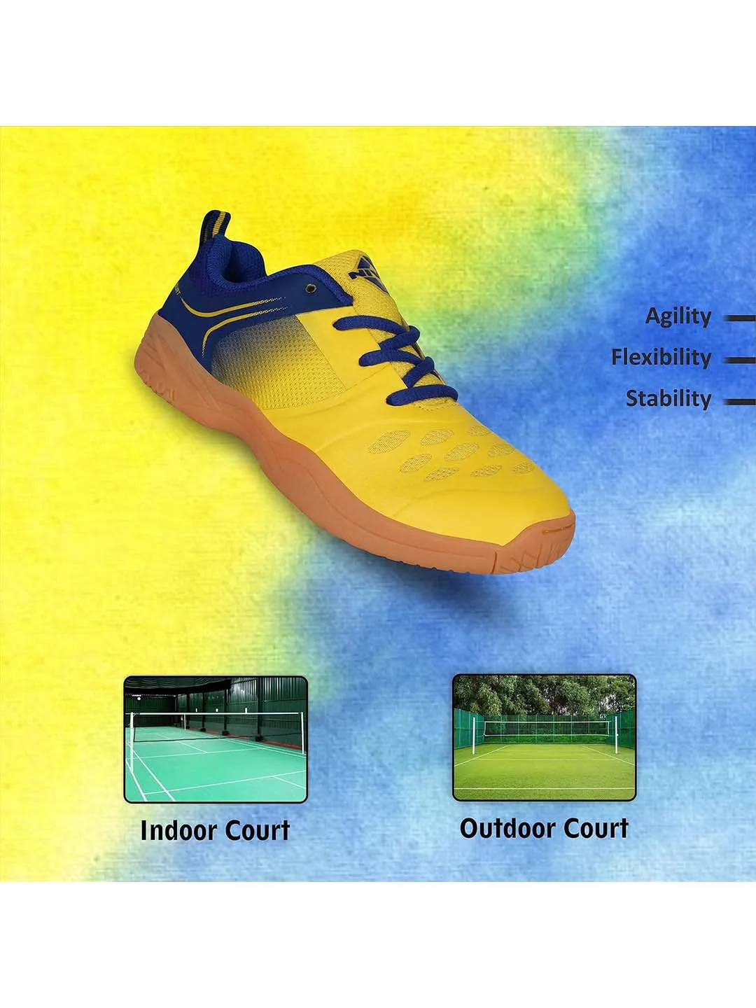 Nivia HY-Court Kids 2.0 Badminton Shoe, Yellow
