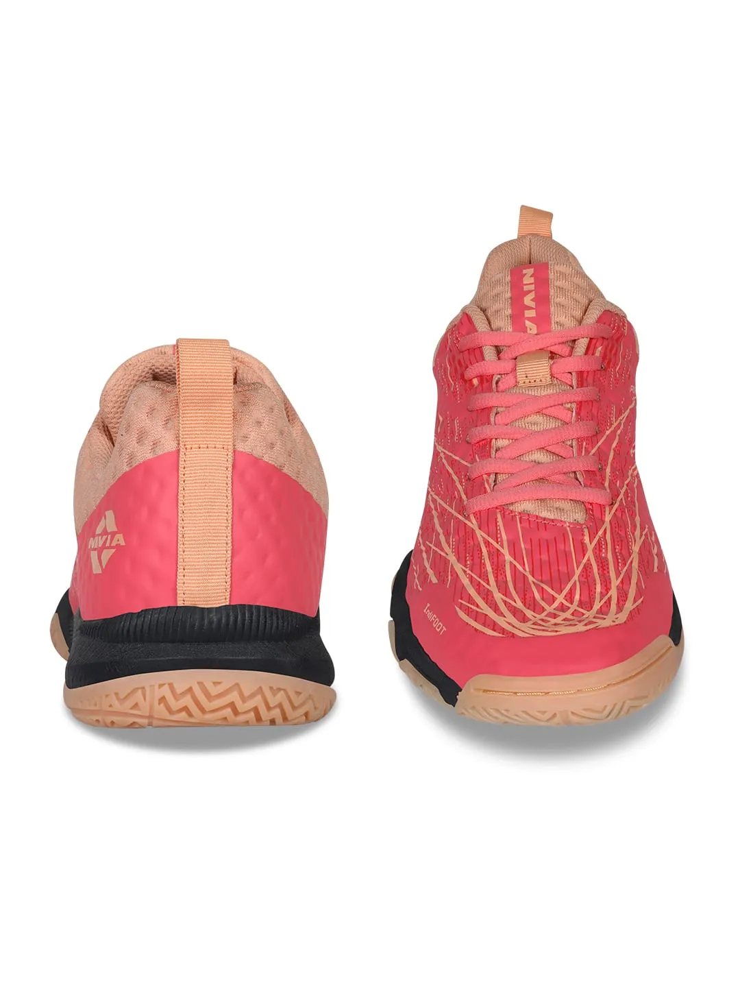 NIVIA Powerstrike 3.0 Badminton Shoes for Mens (Peach/Coral)
