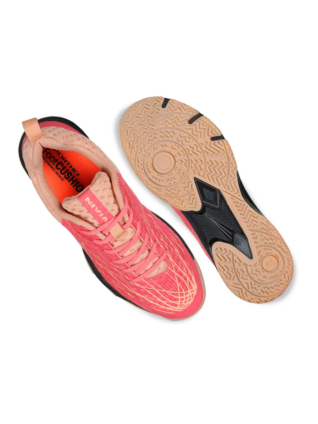 NIVIA Powerstrike 3.0 Badminton Shoes for Mens (Peach/Coral)