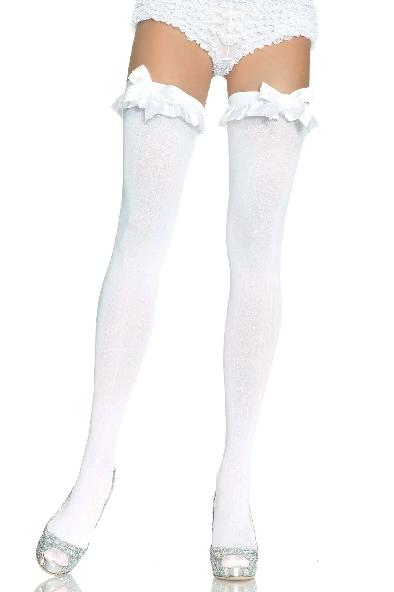 Nylon Ruffle Bowed Stockings
