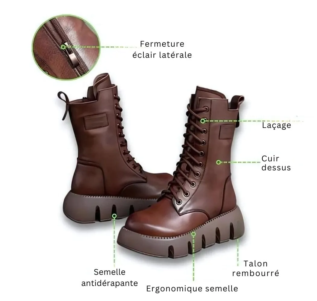 Orthopedic fleece boots with thick soles in vintage style