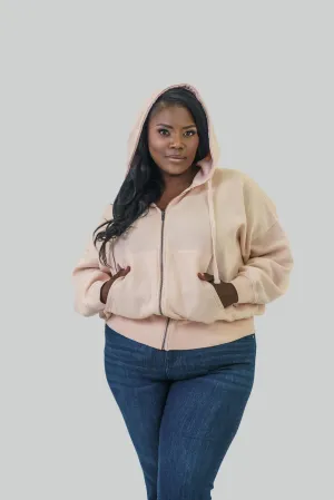 PEACH FLEECE HOODIE WITH TAPERED SLEEVES