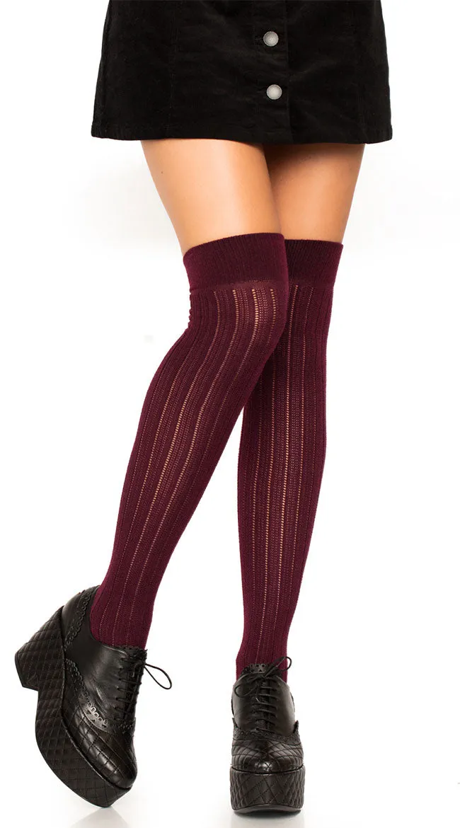 Rib Knit Thigh High Socks