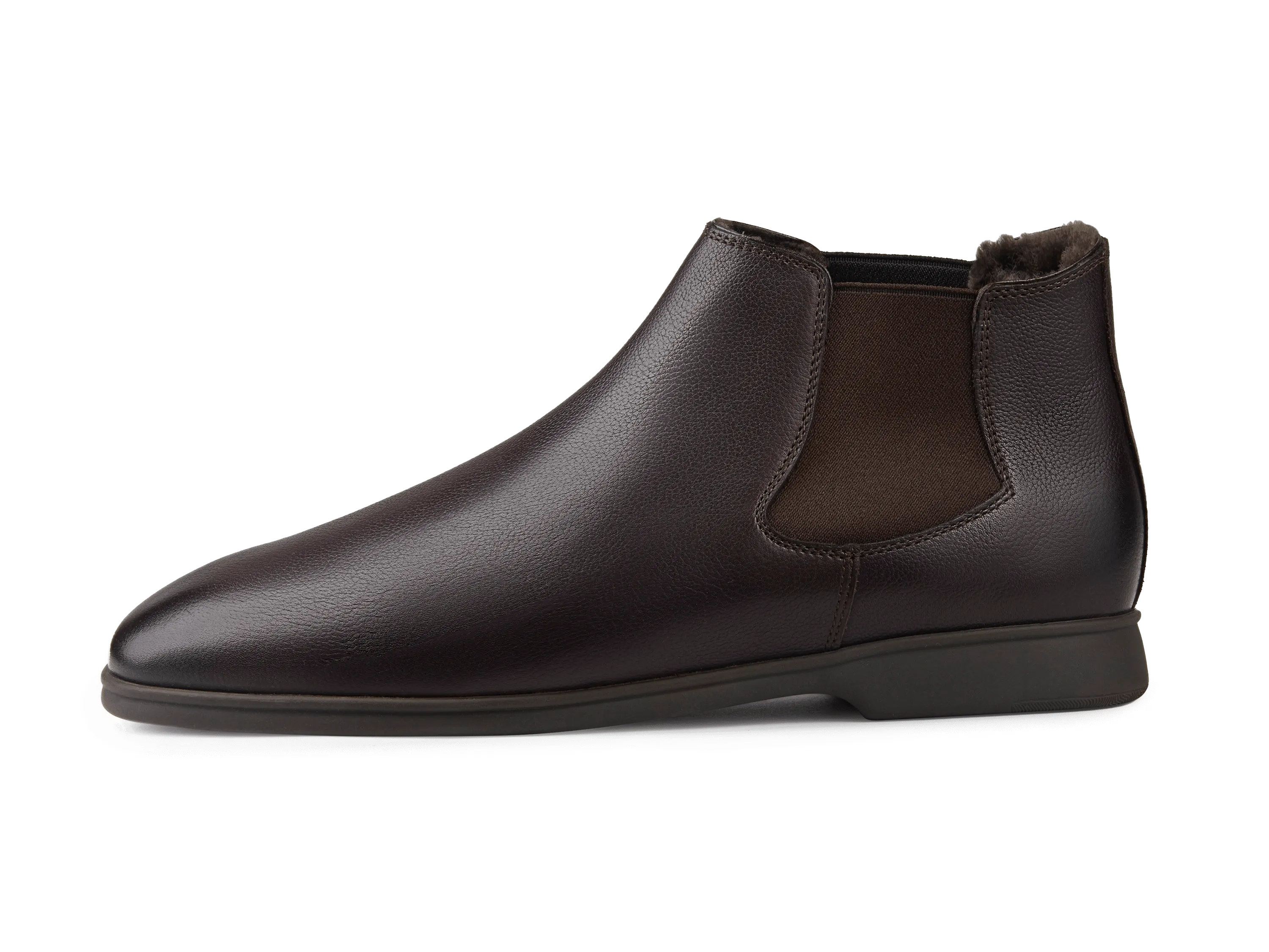 Rover in Boots Dark Brown Grain Calf with Shearling Lining