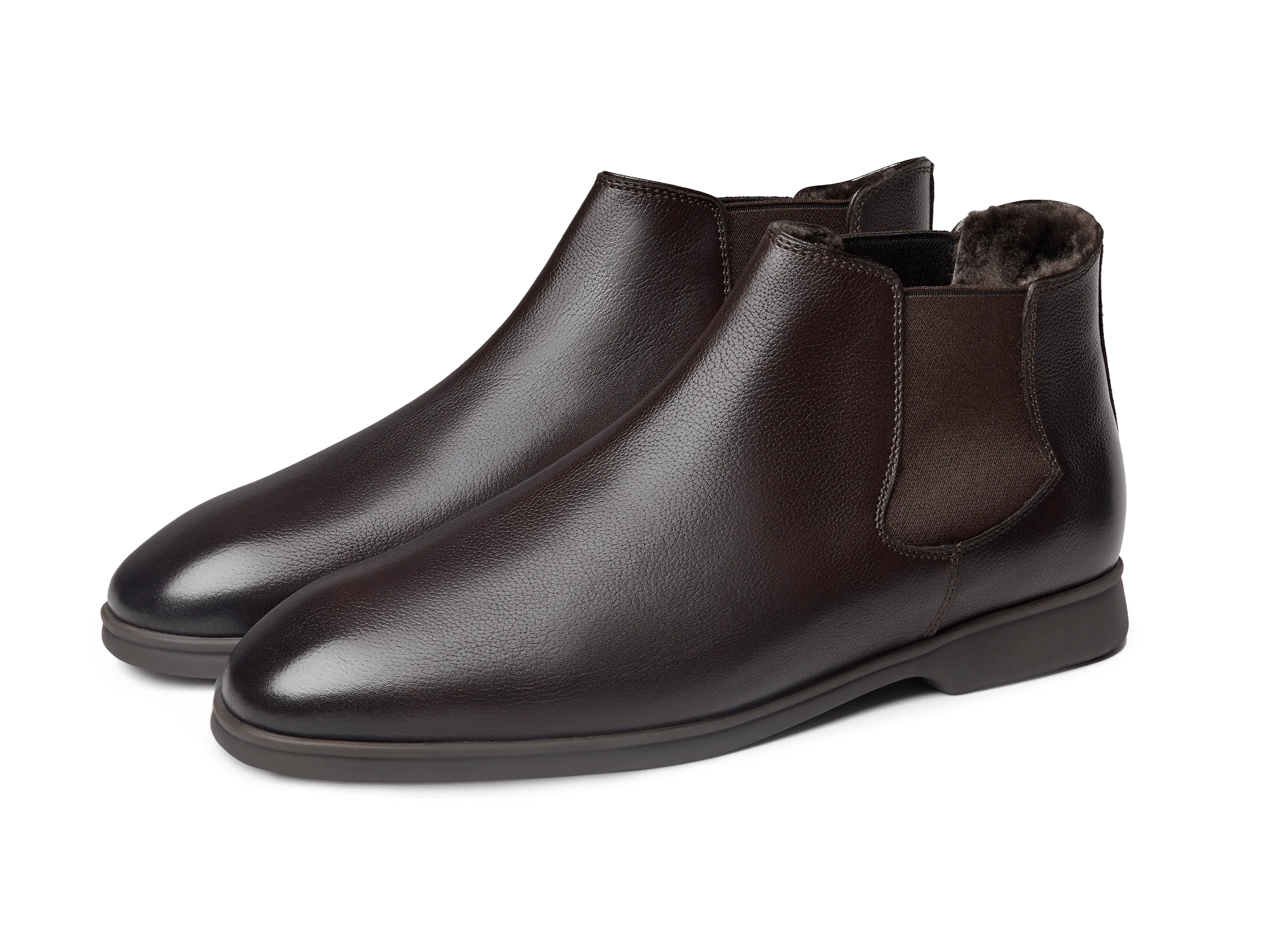 Rover in Boots Dark Brown Grain Calf with Shearling Lining