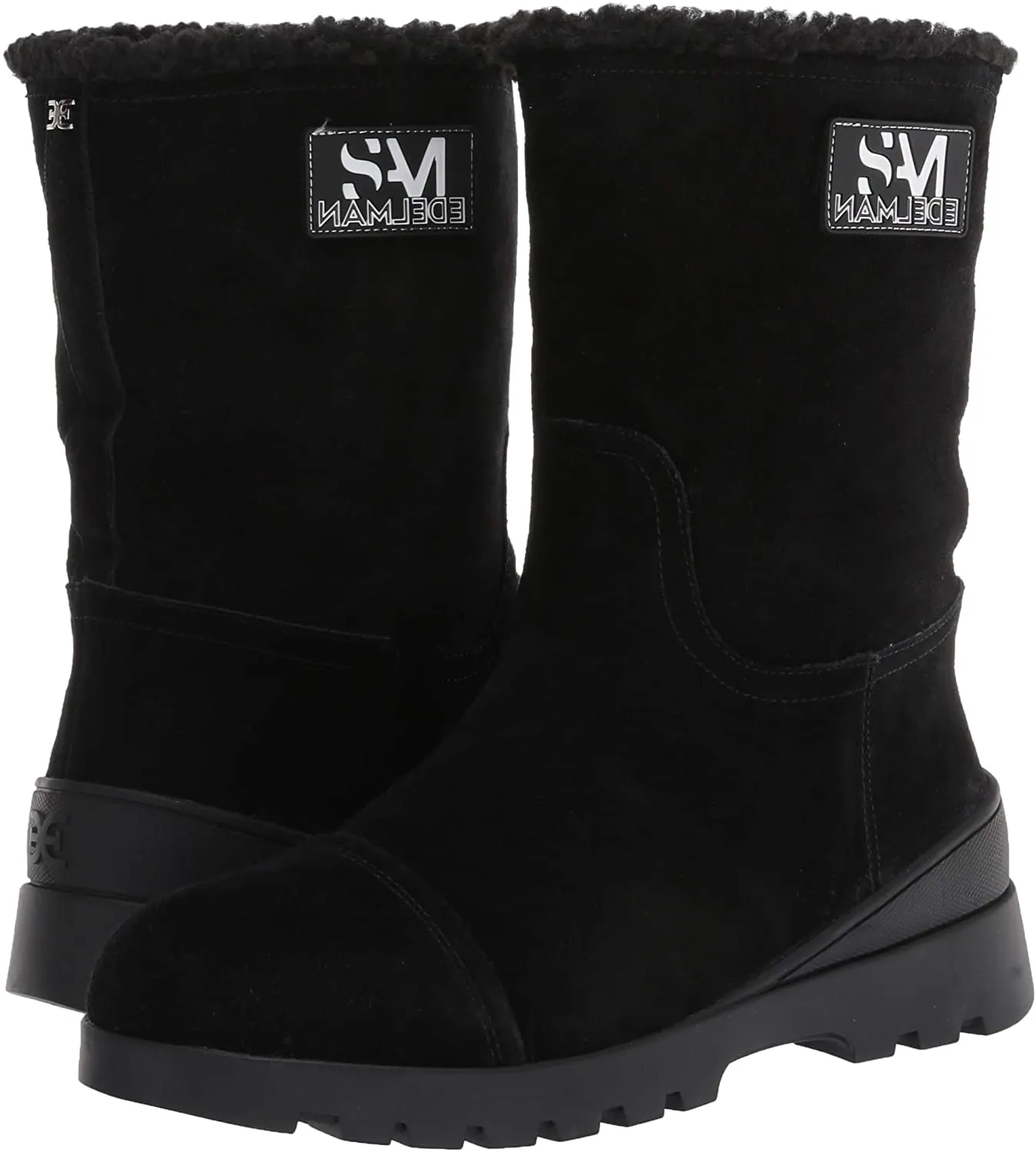 Sam Edelman Kaylie Black Suede Shearling Weather Lined Snow Winter Boots