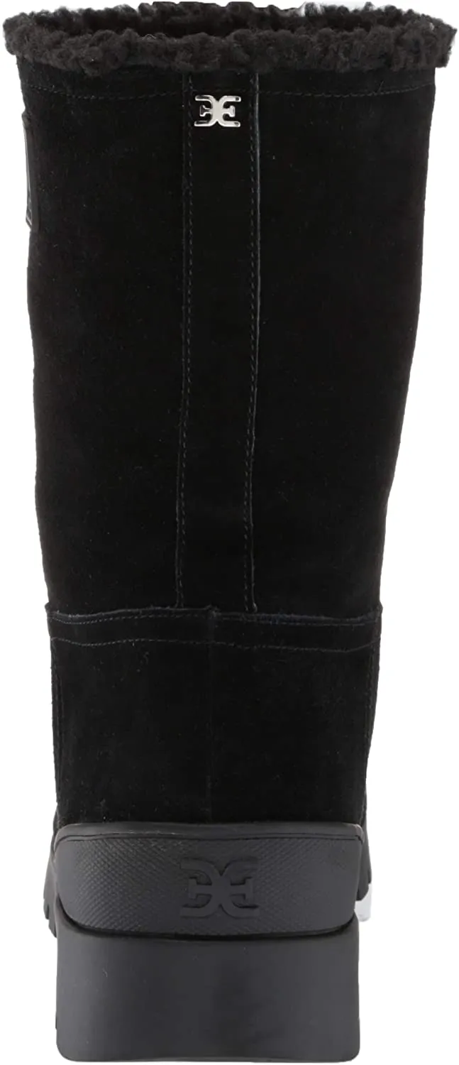 Sam Edelman Kaylie Black Suede Shearling Weather Lined Snow Winter Boots