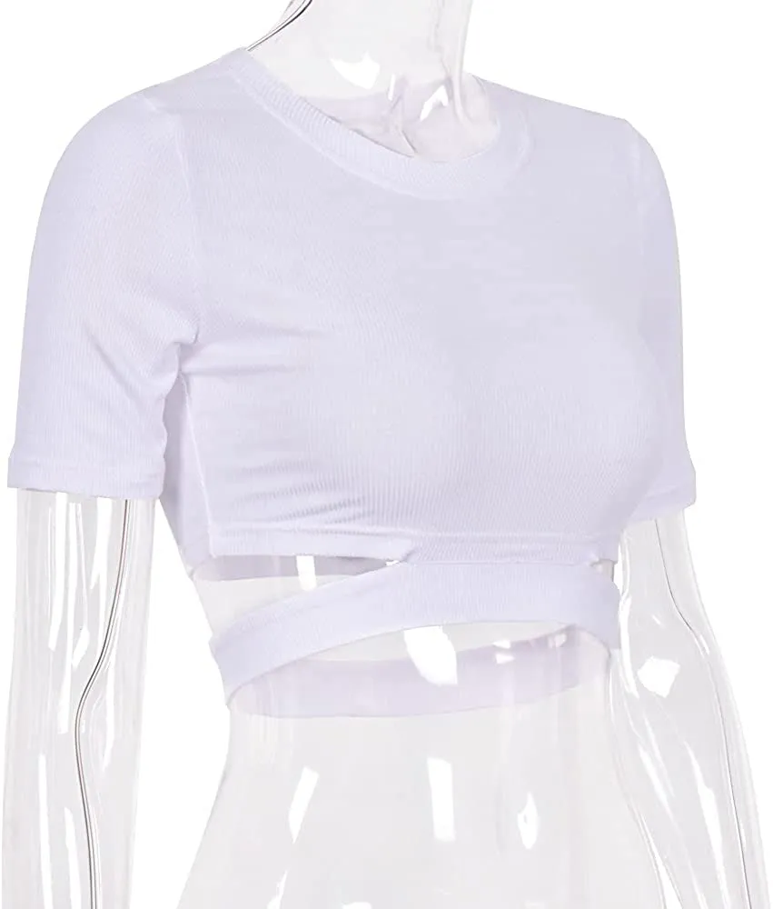 SansoiSan Women T-Shirt Elastic Femme Streetwear Tops