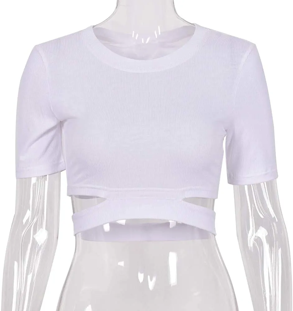 SansoiSan Women T-Shirt Elastic Femme Streetwear Tops