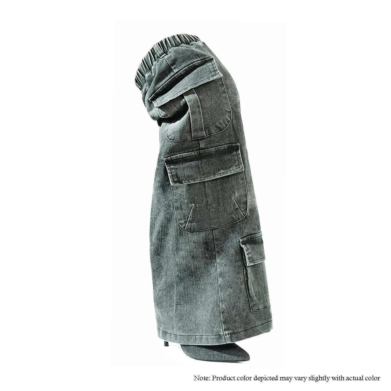SCANDALOUS-22 THIGH HIGH FUNCTIONAL POCKET - WASH DENIM