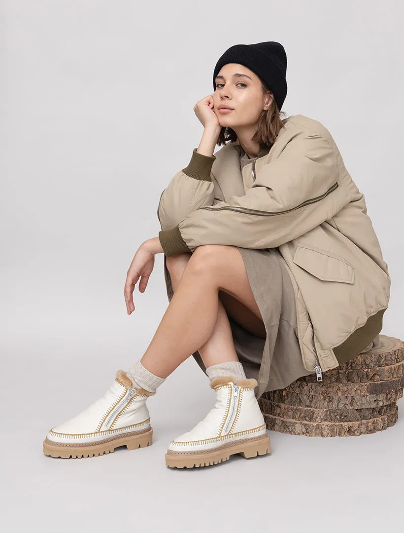 Setsu 3.0. Crochet Ankle Boot Milk Leather Latte