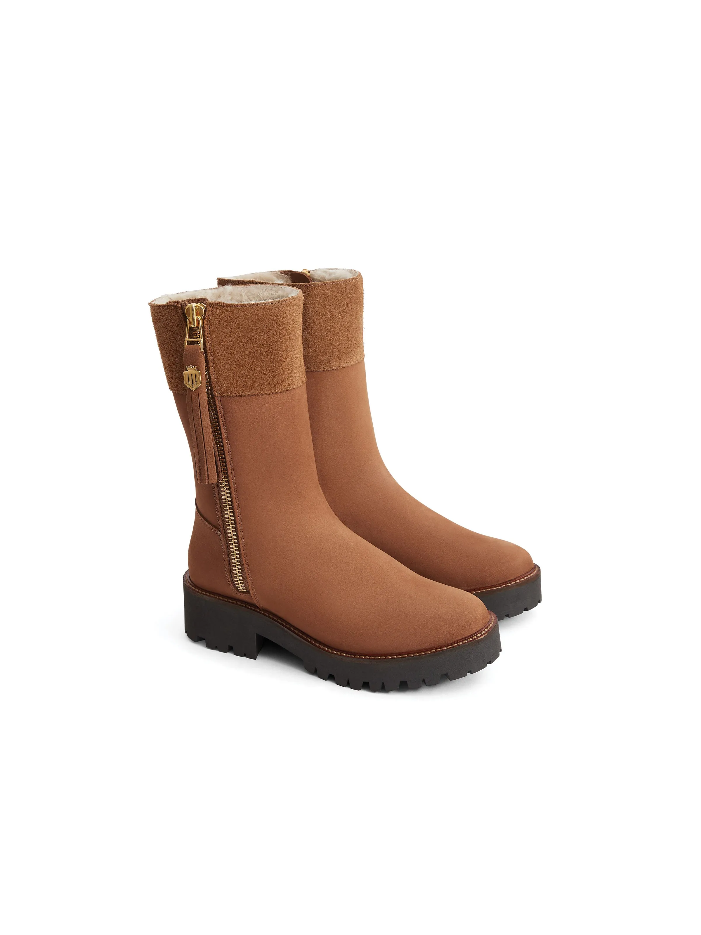 Shearling Lined Paris - Cognac Nubuck