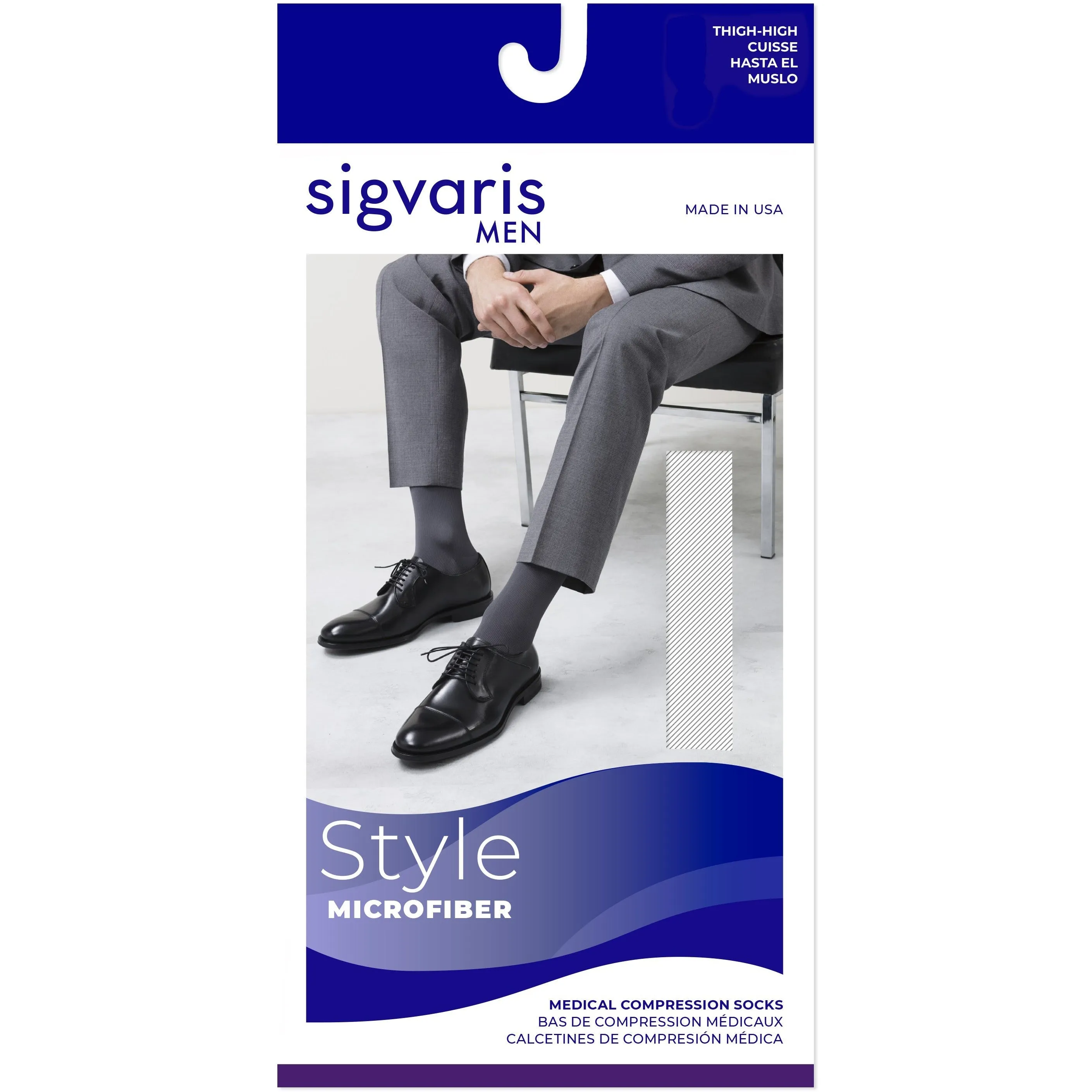 Sigvaris Microfiber Men's Thigh High 30-40 mmHg