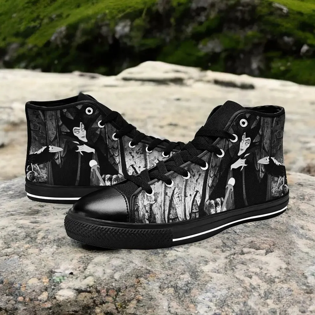 Sleeping Beauty Princess Aurora Maleficent Shoes High Top Sneakers for Kids and Adults