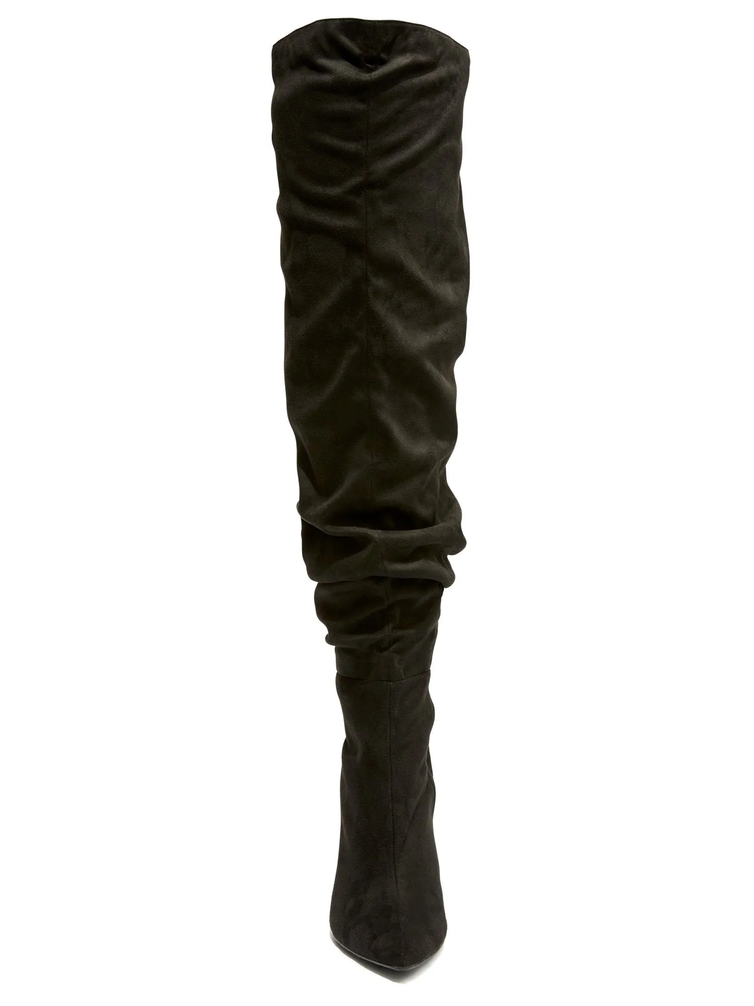 Stacked - Black Ruched Thigh High Boots