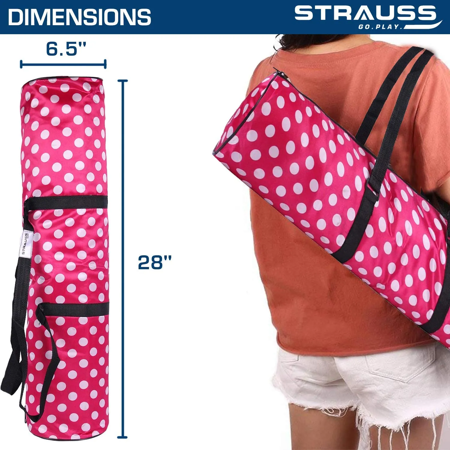 Strauss Yoga Mat 6MM,(Floral Blue) and Yoga Mat Bag,Floral (Full Zip)