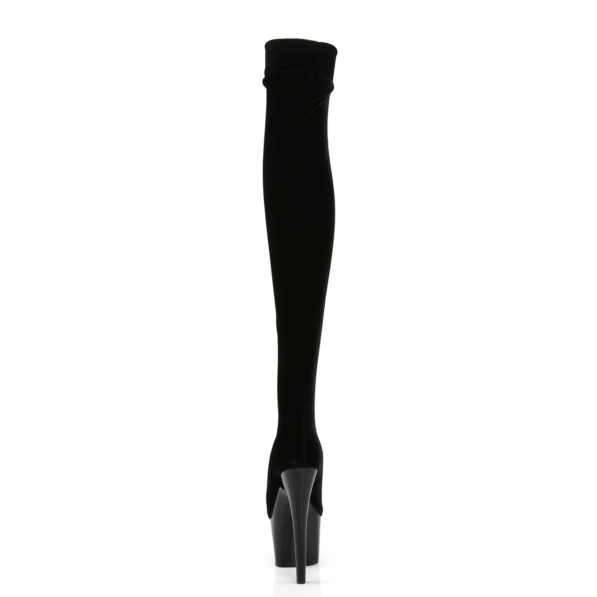 Stretch Platform Velvet Thigh High Boots