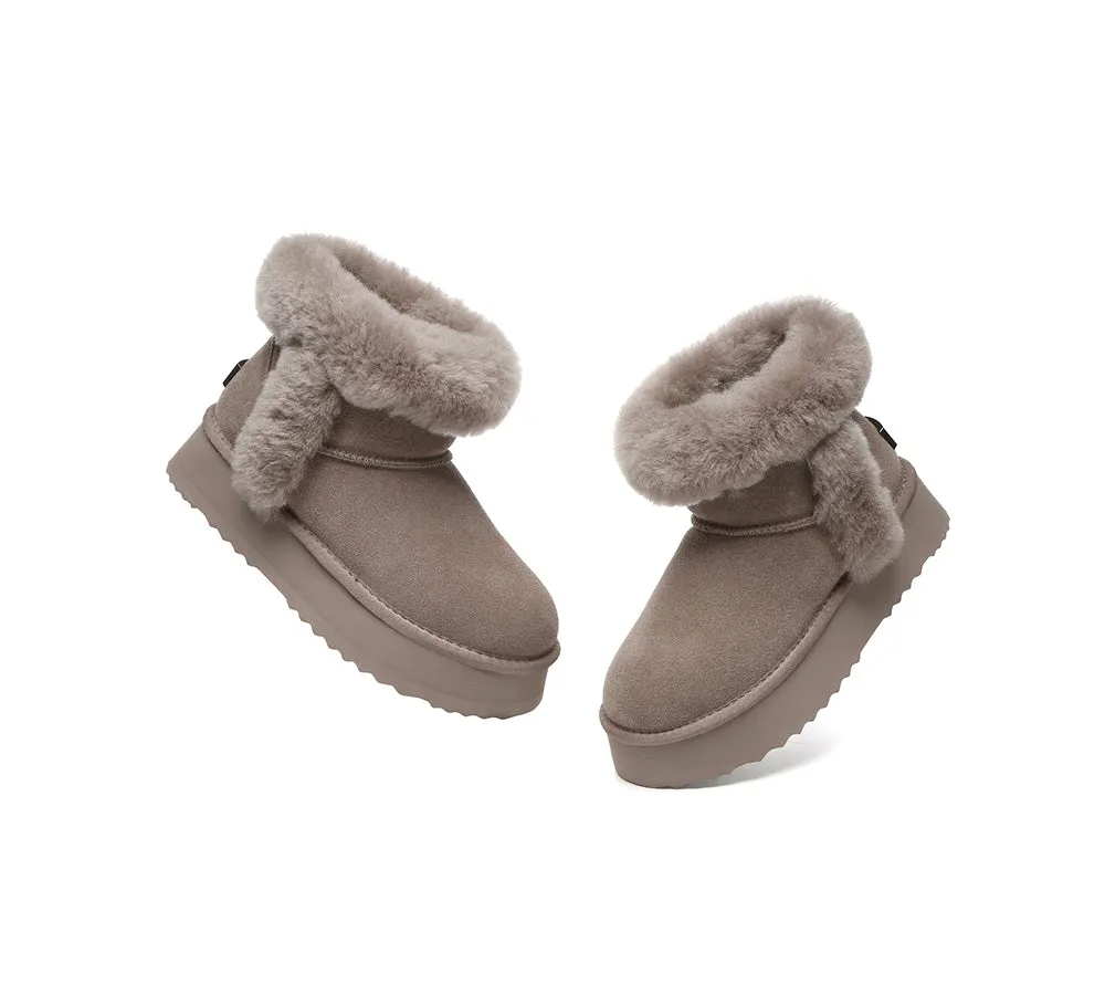UGG EVERAU® UGG Boots Women Sheepskin Wool Shearling Lined Mini Platform Kazzi