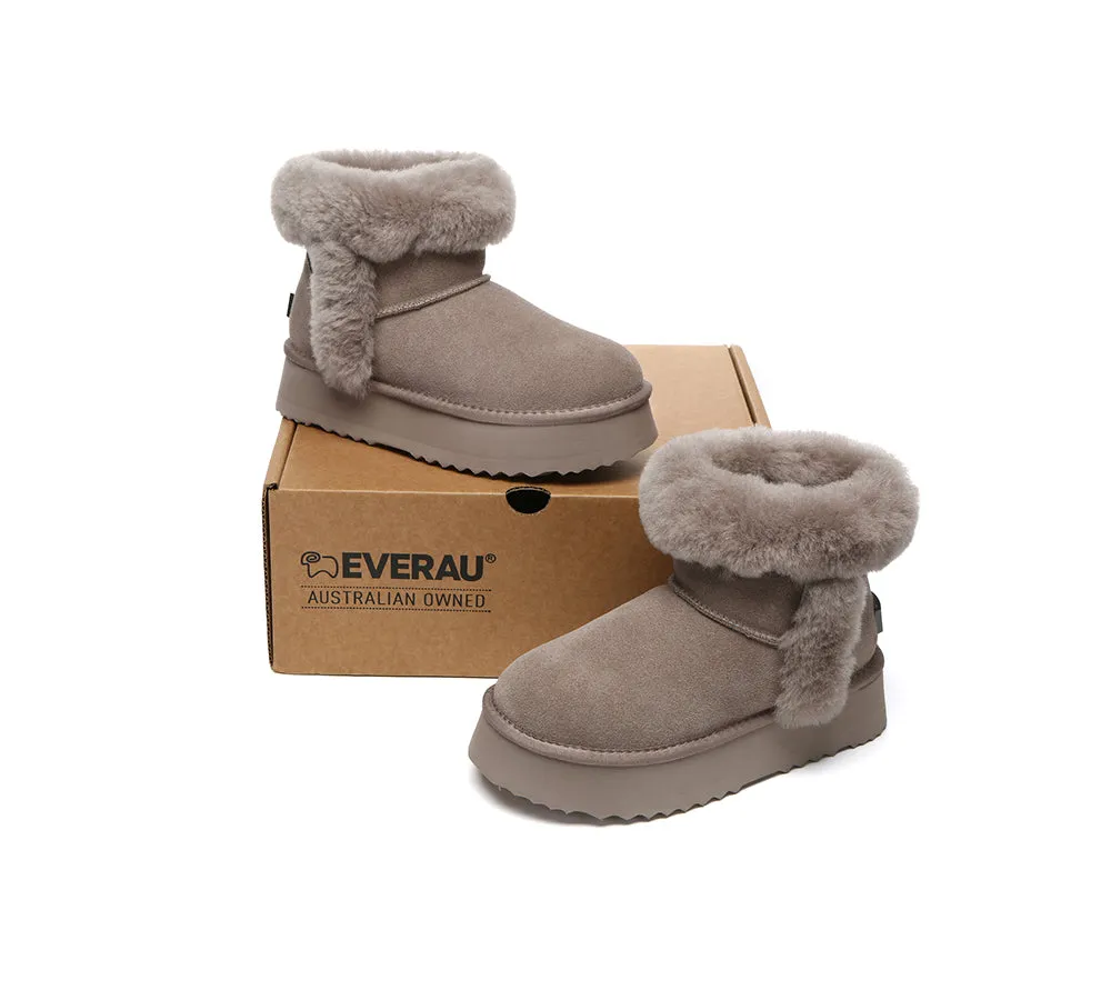 UGG EVERAU® UGG Boots Women Sheepskin Wool Shearling Lined Mini Platform Kazzi