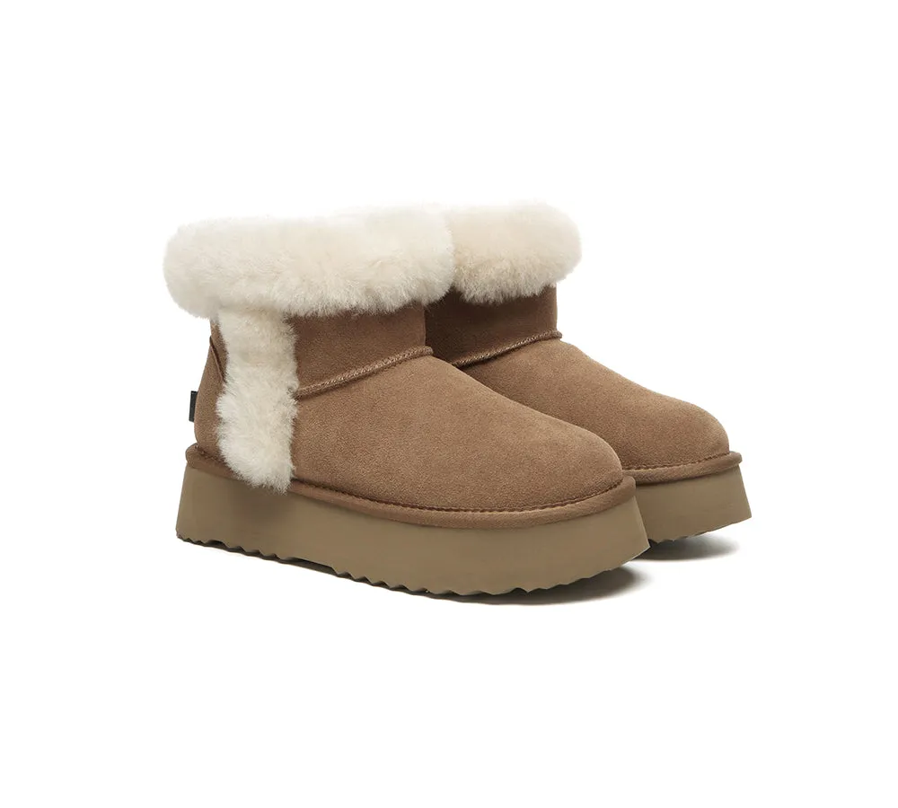 UGG EVERAU® UGG Boots Women Sheepskin Wool Shearling Lined Mini Platform Kazzi