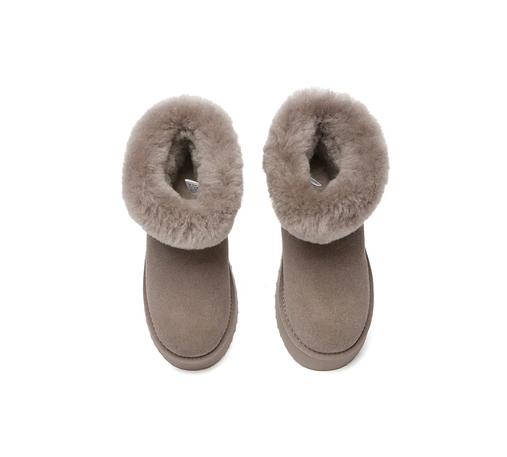 UGG EVERAU® UGG Boots Women Sheepskin Wool Shearling Lined Mini Platform Kazzi