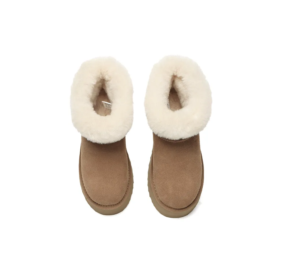 UGG EVERAU® UGG Boots Women Sheepskin Wool Shearling Lined Mini Platform Kazzi