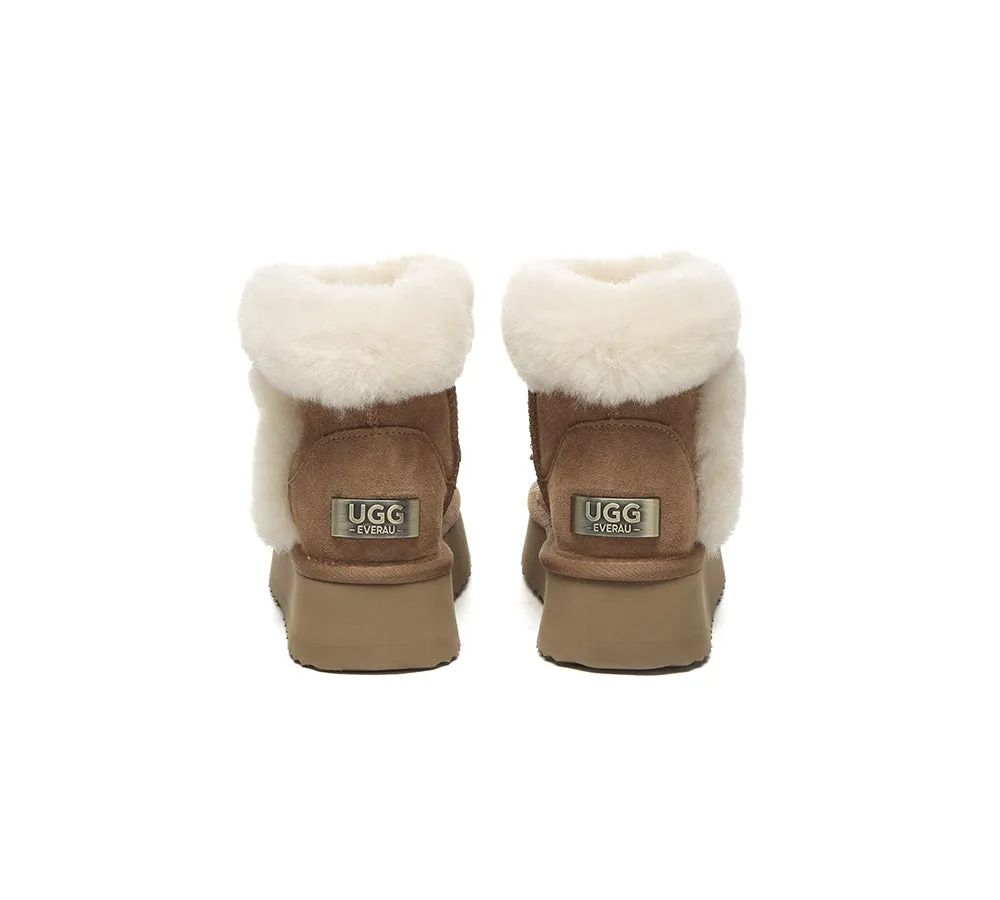 UGG EVERAU® UGG Boots Women Sheepskin Wool Shearling Lined Mini Platform Kazzi