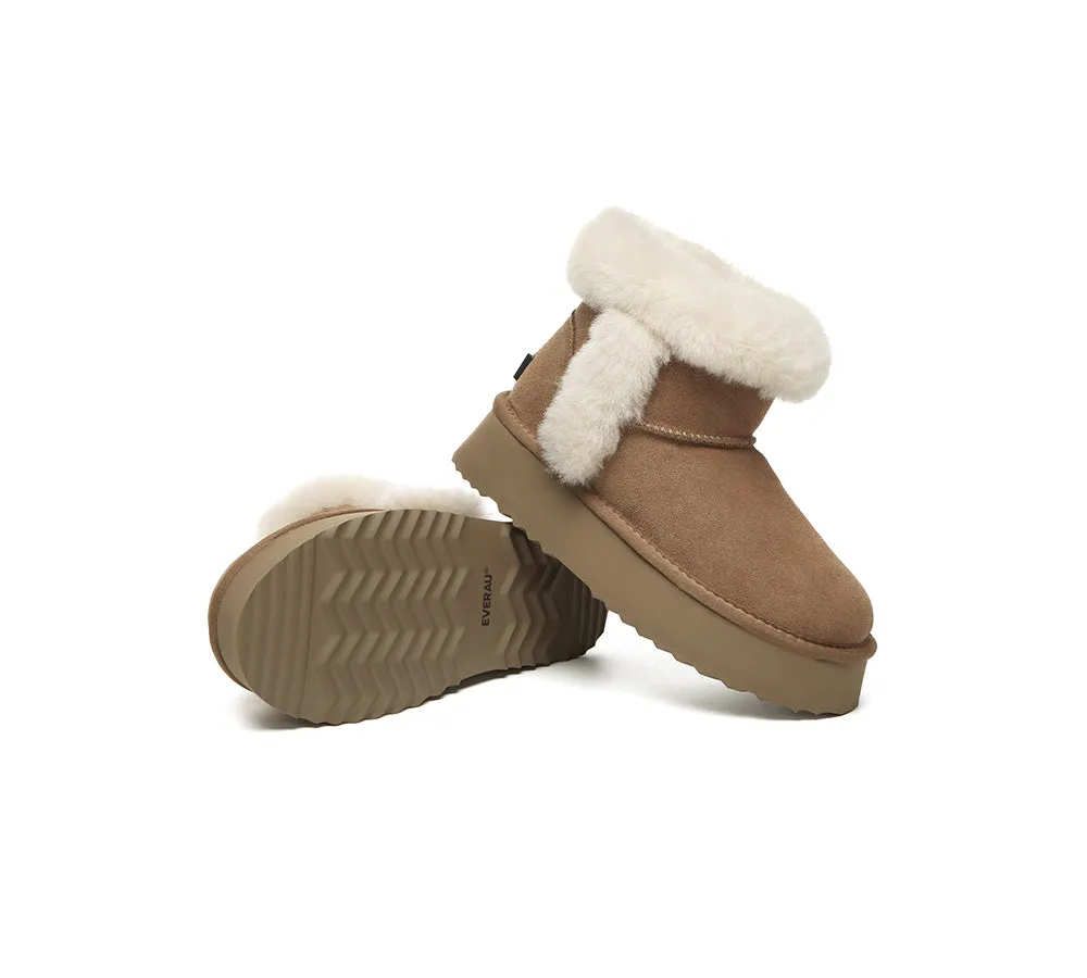 UGG EVERAU® UGG Boots Women Sheepskin Wool Shearling Lined Mini Platform Kazzi