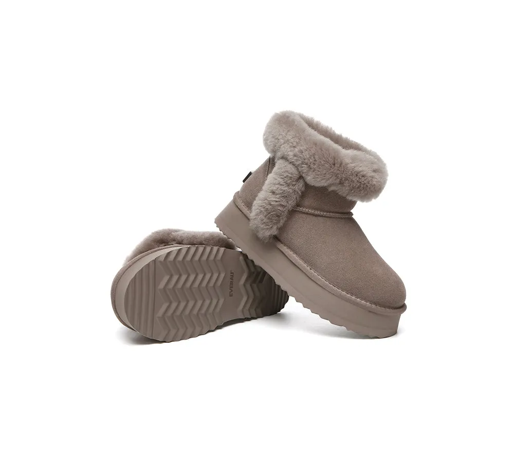 UGG EVERAU® UGG Boots Women Sheepskin Wool Shearling Lined Mini Platform Kazzi