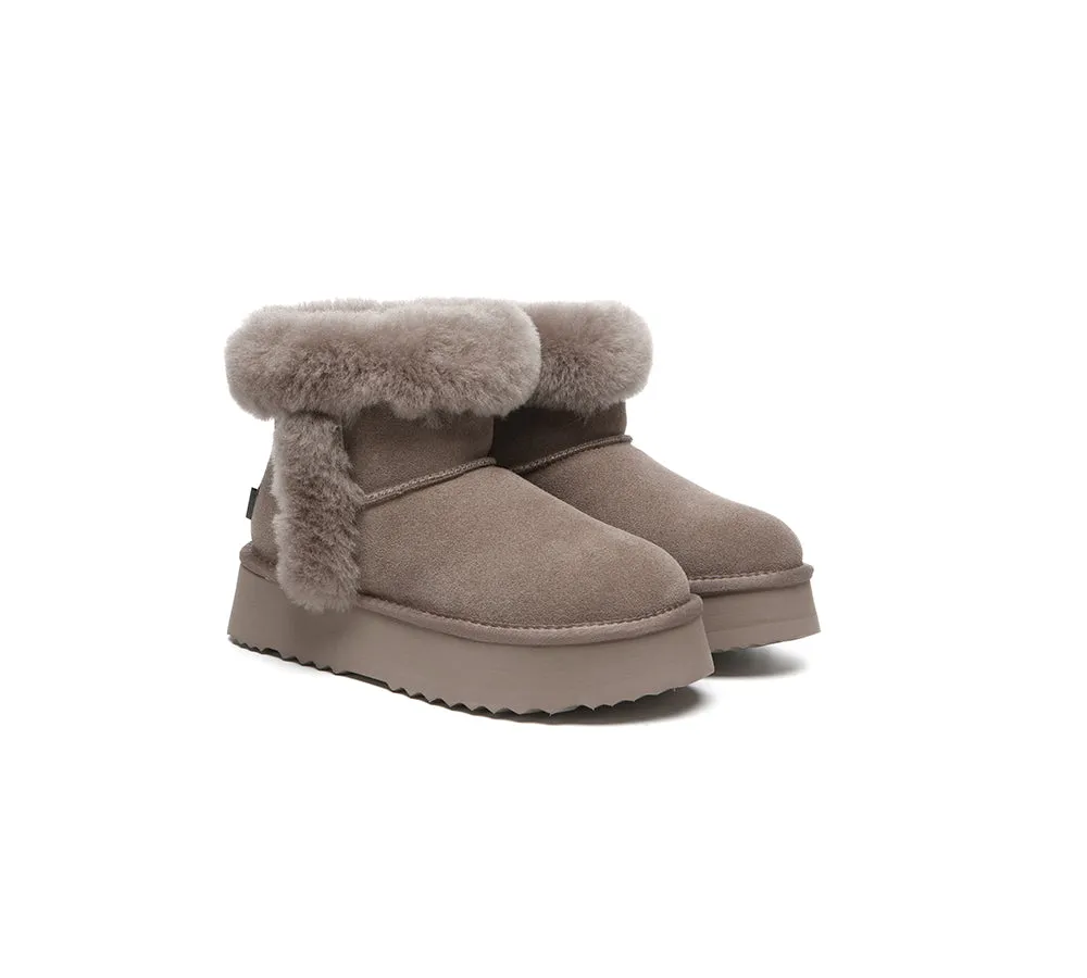 UGG EVERAU® UGG Boots Women Sheepskin Wool Shearling Lined Mini Platform Kazzi