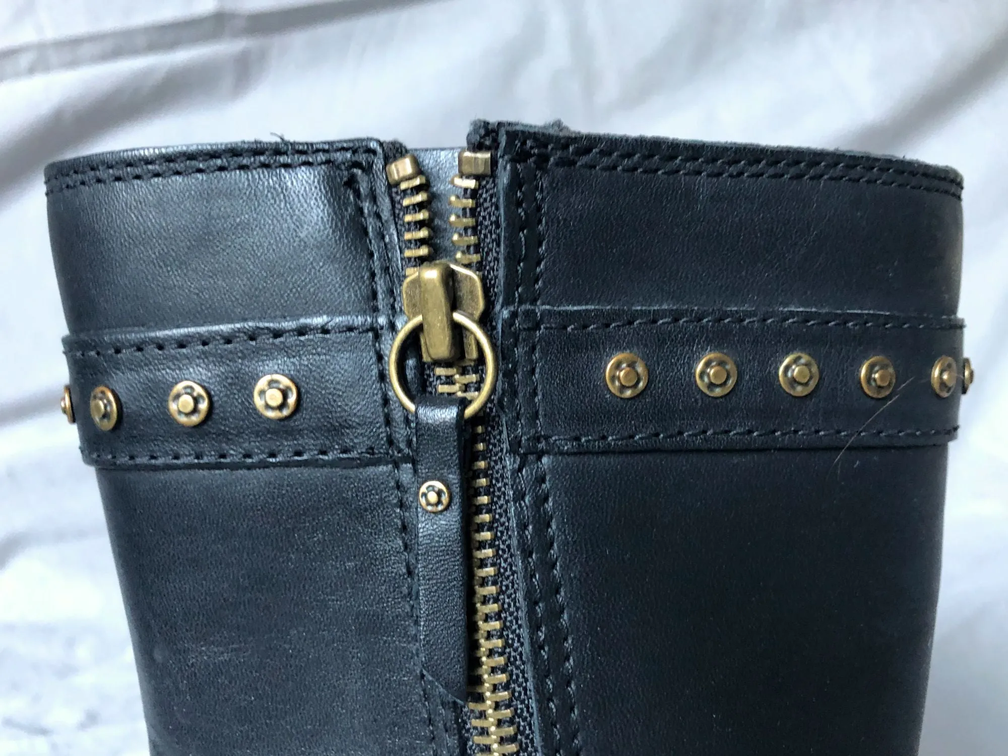 UGG Size 6 Black Fabrizia Studded Moto Boots