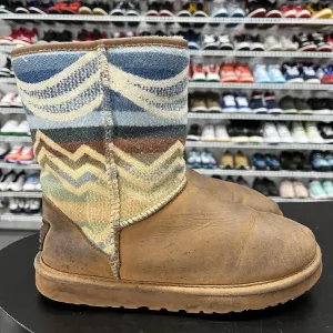 UGG Women's Pendleton Classic Boots Southwest Aztec Shearling Brown Blue Size 7