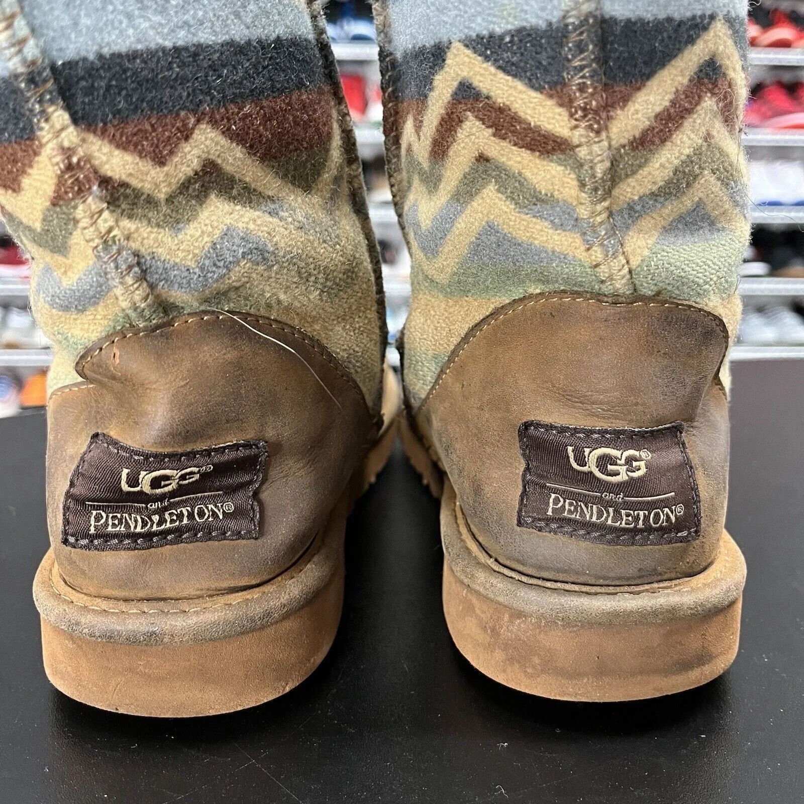 UGG Women's Pendleton Classic Boots Southwest Aztec Shearling Brown Blue Size 7