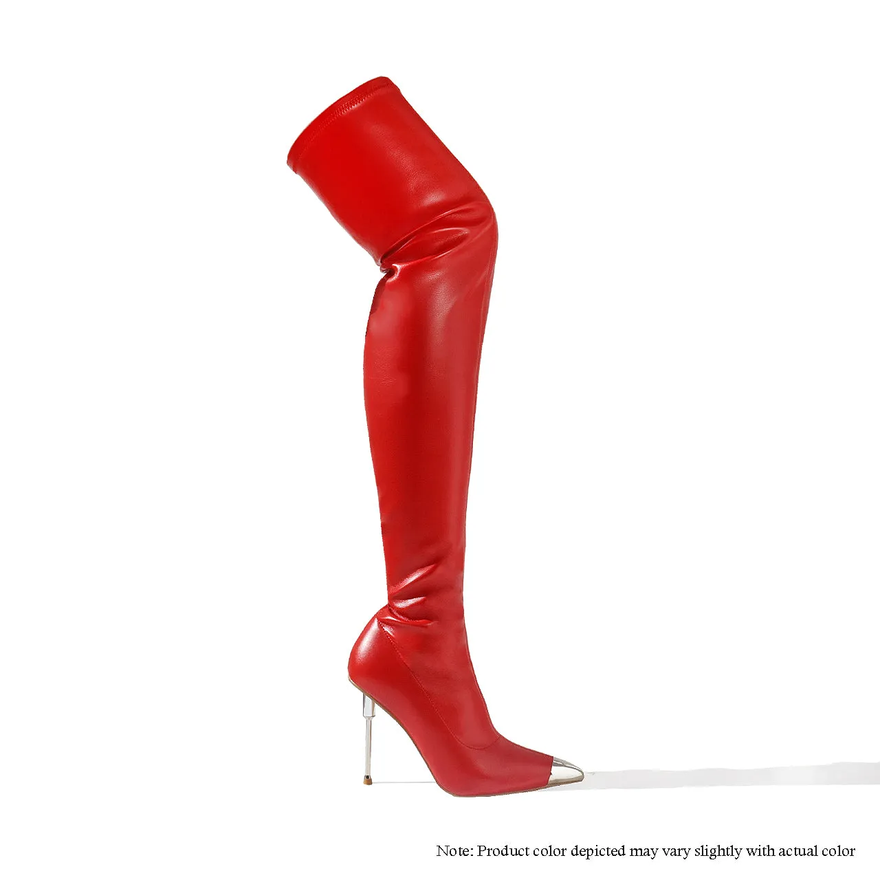 UNA-2 METAL TOE CAP THIGH HIGHT BOOTS - RED