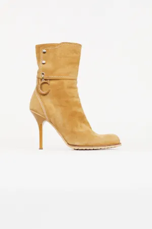Vintage Beige Suede Ankle Boot