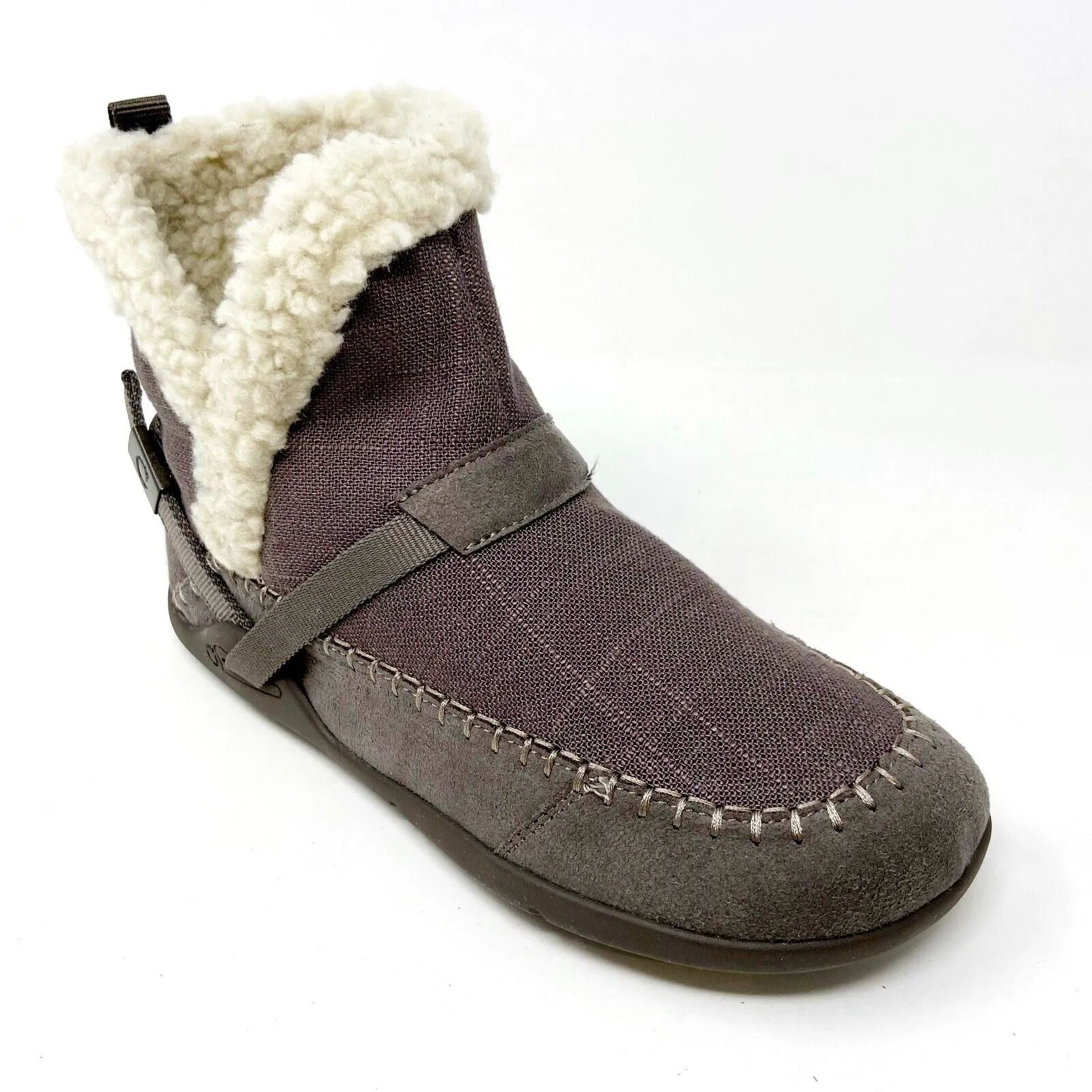 Xero Shoes Ashland Dark Taupe Womens Pull On Faux Fur Boots