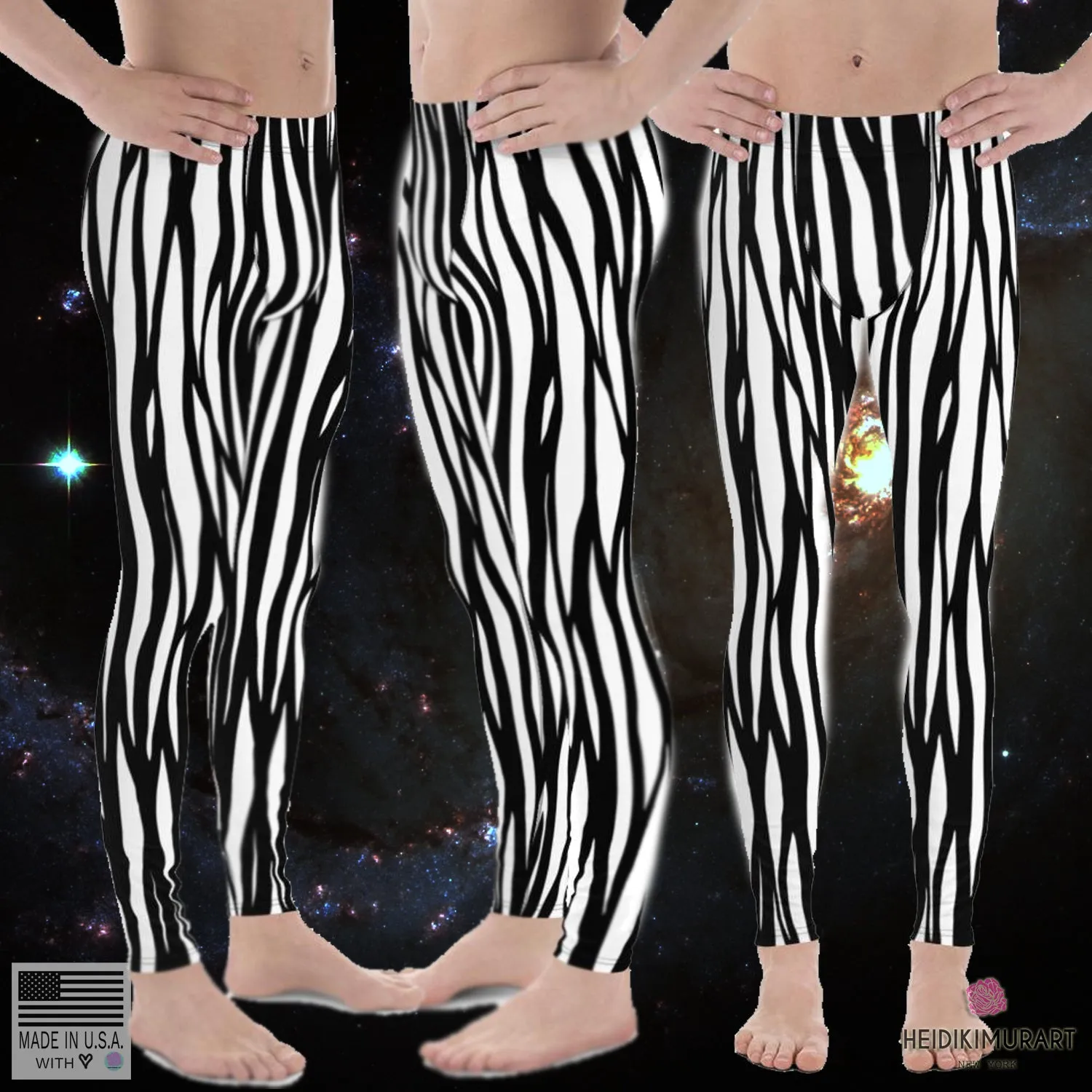 Zebra Stripe Meggings, Animal Print Sexy Men's Leggings Tights Pants-Made in USA/EU