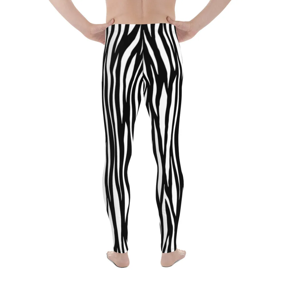 Zebra Stripe Meggings, Animal Print Sexy Men's Leggings Tights Pants-Made in USA/EU