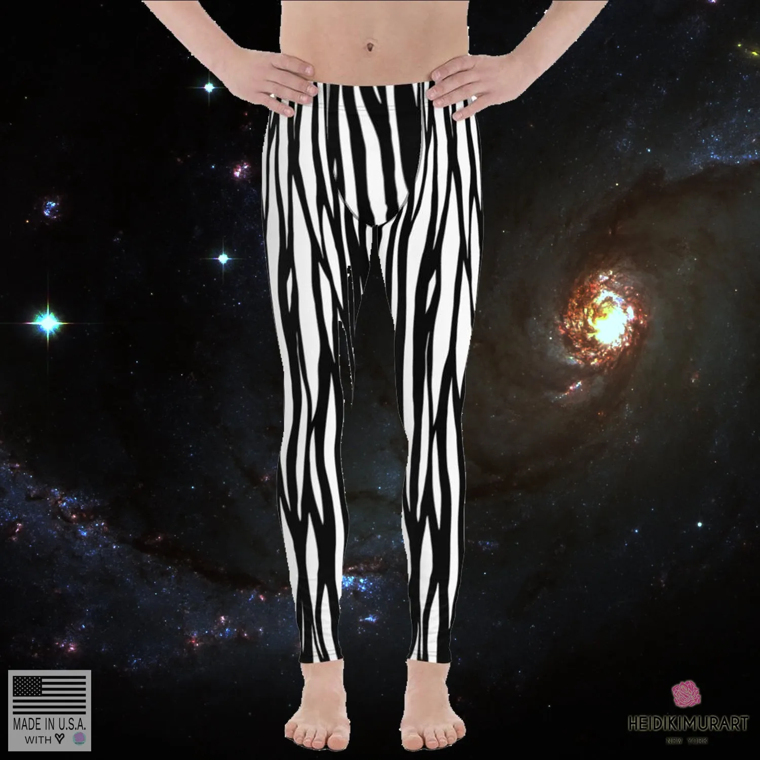 Zebra Stripe Meggings, Animal Print Sexy Men's Leggings Tights Pants-Made in USA/EU