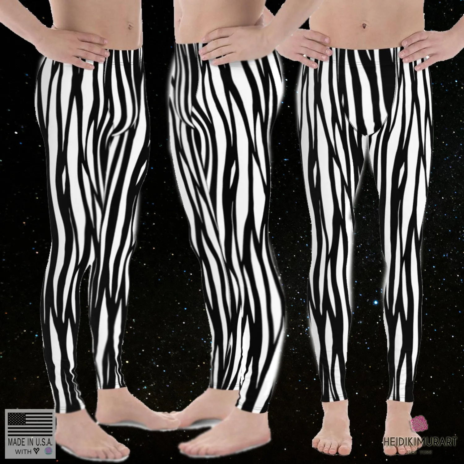 Zebra Stripe Meggings, Animal Print Sexy Men's Leggings Tights Pants-Made in USA/EU
