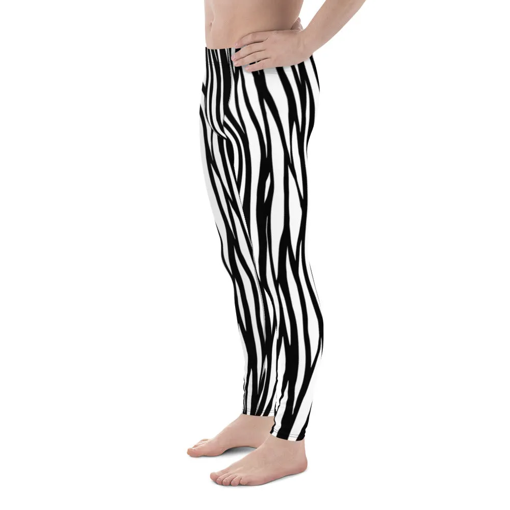 Zebra Stripe Meggings, Animal Print Sexy Men's Leggings Tights Pants-Made in USA/EU